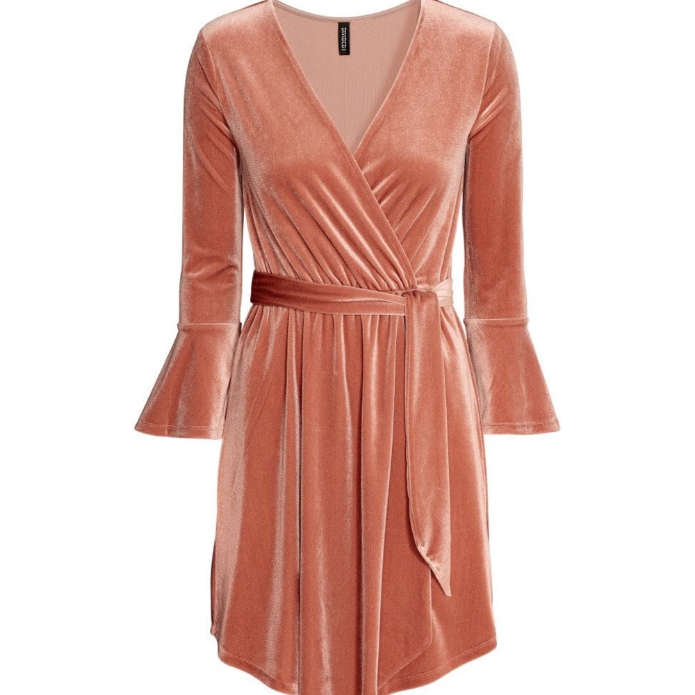 Blush velvet/velour Long sleeve dress H&M